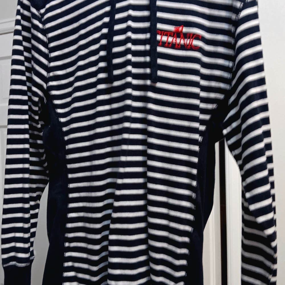 NWOT Striped Navy and White Titanic Hoodie